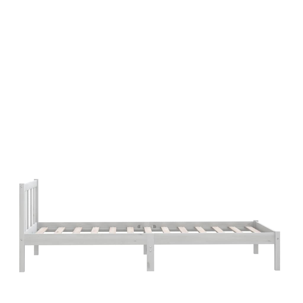 Cadru de pat single, alb, 90x190 cm, lemn masiv de pin - Lando
