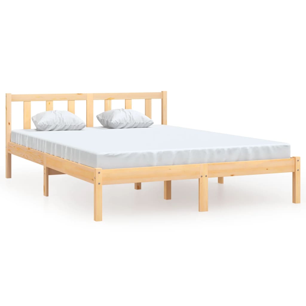 Cadru de pat dublu, 135x190 cm, lemn masiv de pin - Lando