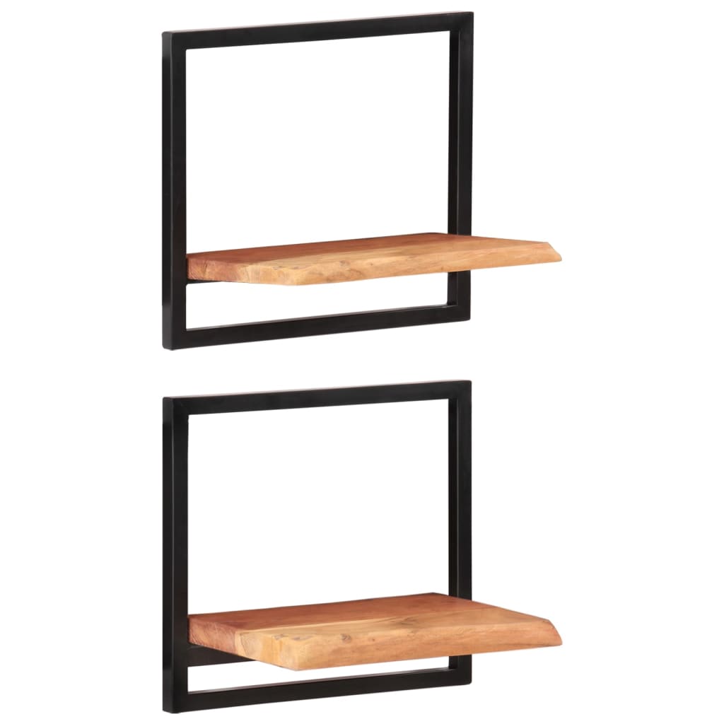 Rafturi de perete 2 buc. 40x24x35 cm lemn masiv acacia/oțel - Lando