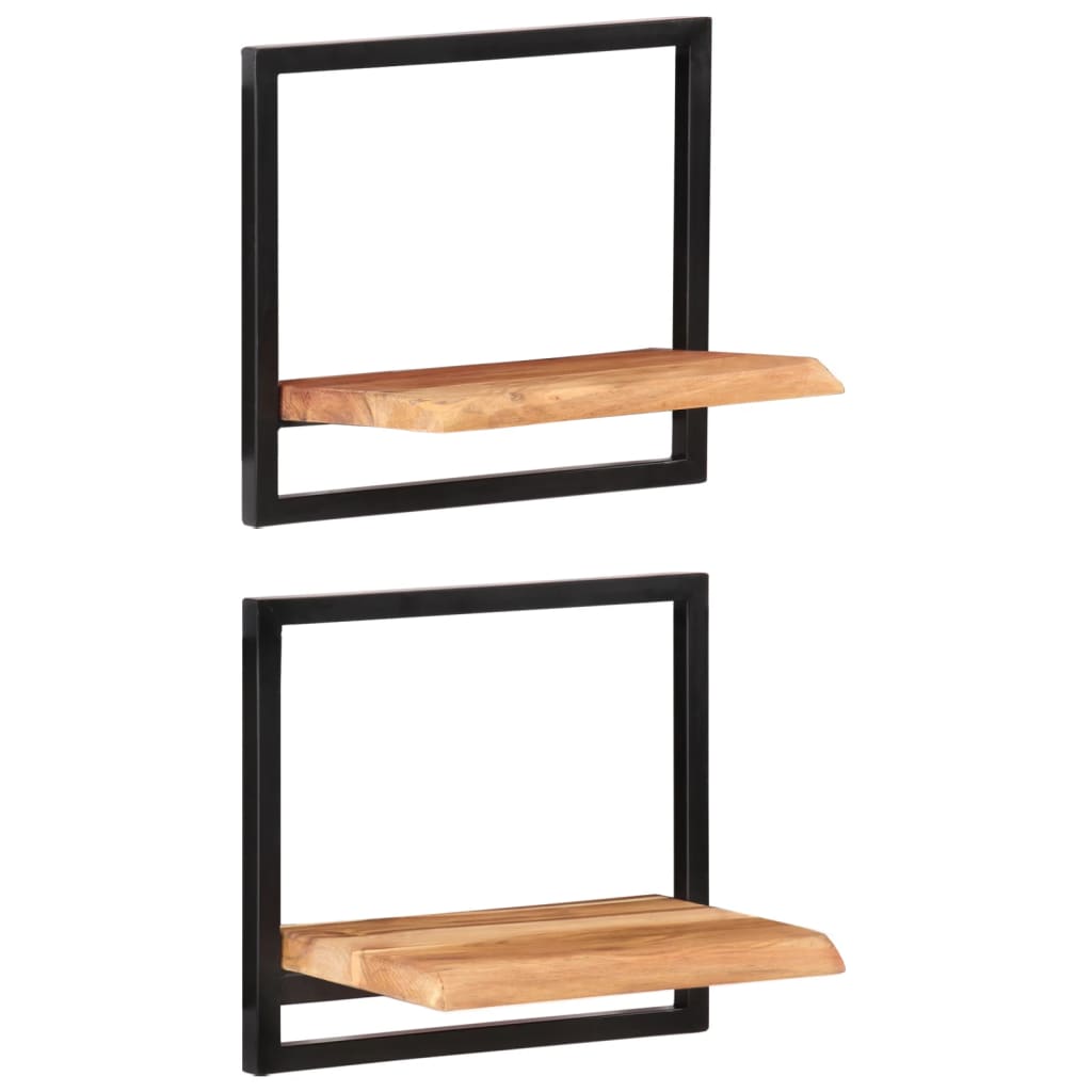 Rafturi de perete 2 buc. 40x24x35 cm lemn masiv acacia/oțel - Lando