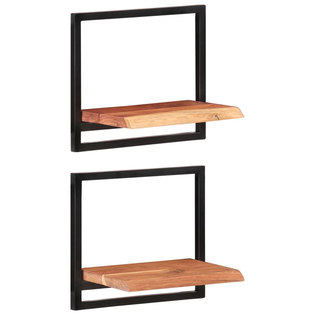Rafturi de perete 2 buc. 40x24x35 cm lemn masiv acacia/oțel - Lando