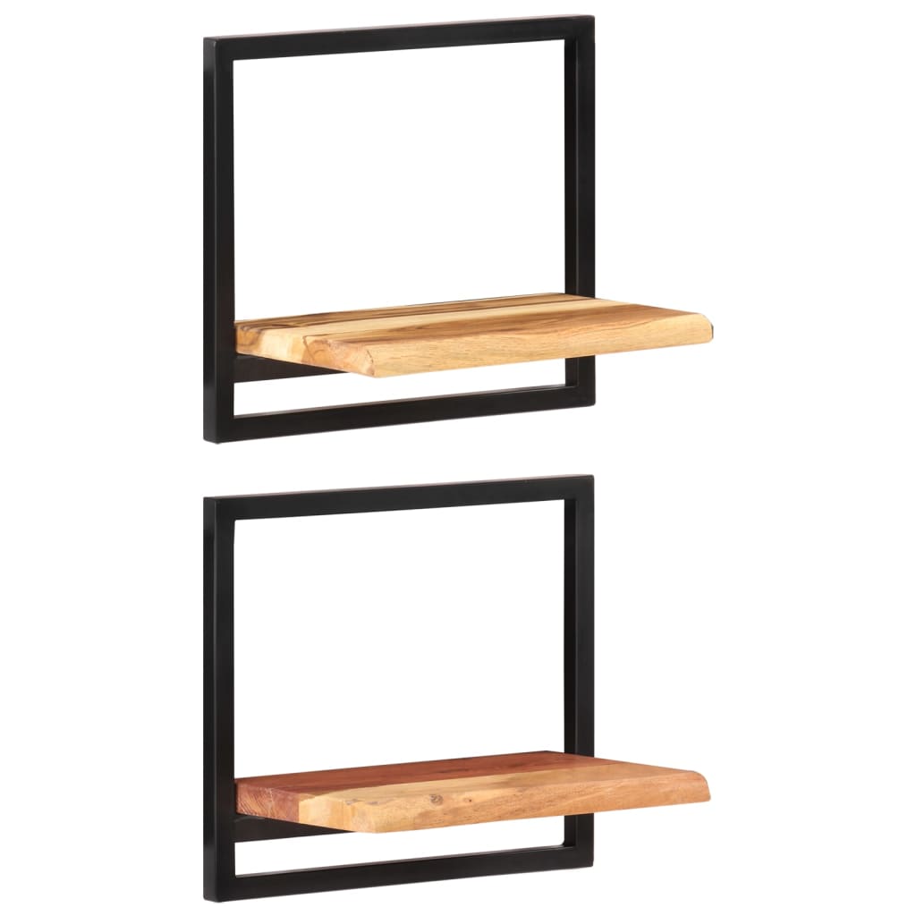 Rafturi de perete 2 buc. 40x24x35 cm lemn masiv acacia/oțel - Lando