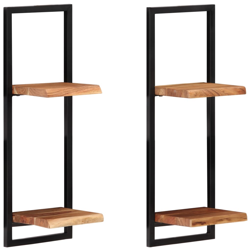 Rafturi de perete 2 buc. 25x25x75 cm lemn masiv acacia/oțel - Lando