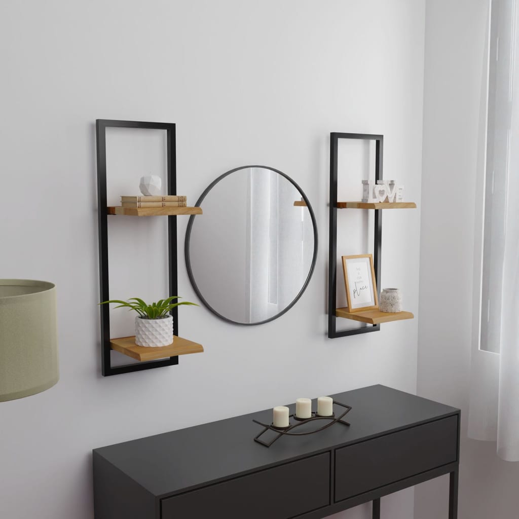Rafturi de perete 2 buc. 25x25x75 cm lemn masiv acacia/oțel - Lando