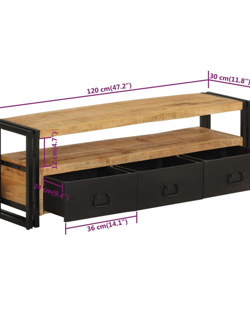Загрузите изображение в средство просмотра галереи, Comodă TV, 120x30x40 cm, lemn masiv de mango - Lando

