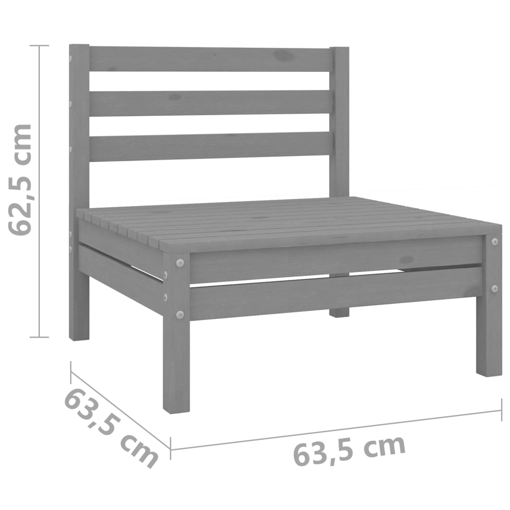 Set mobilier de grădină, 3 piese, gri, lemn masiv de pin - Lando