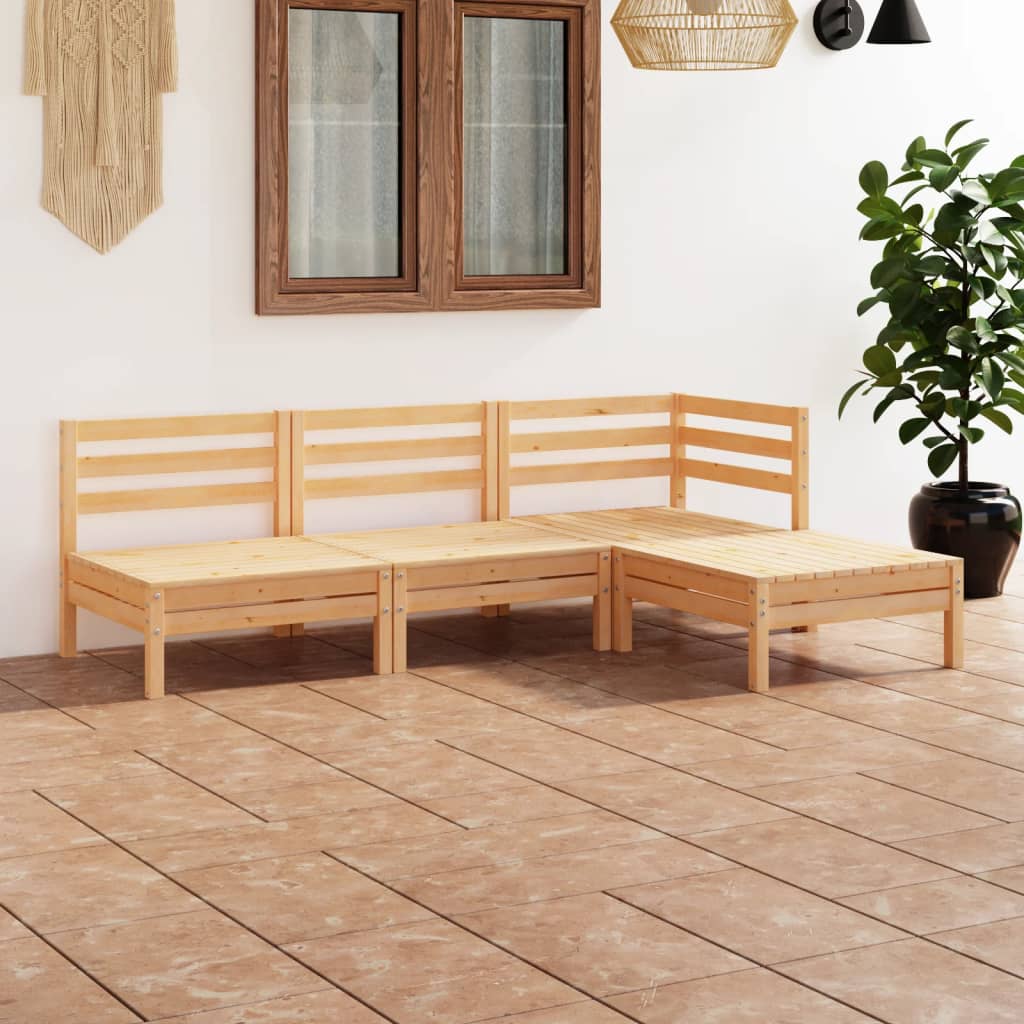 Set mobilier de grădină, 4 piese, lemn masiv de pin - Lando