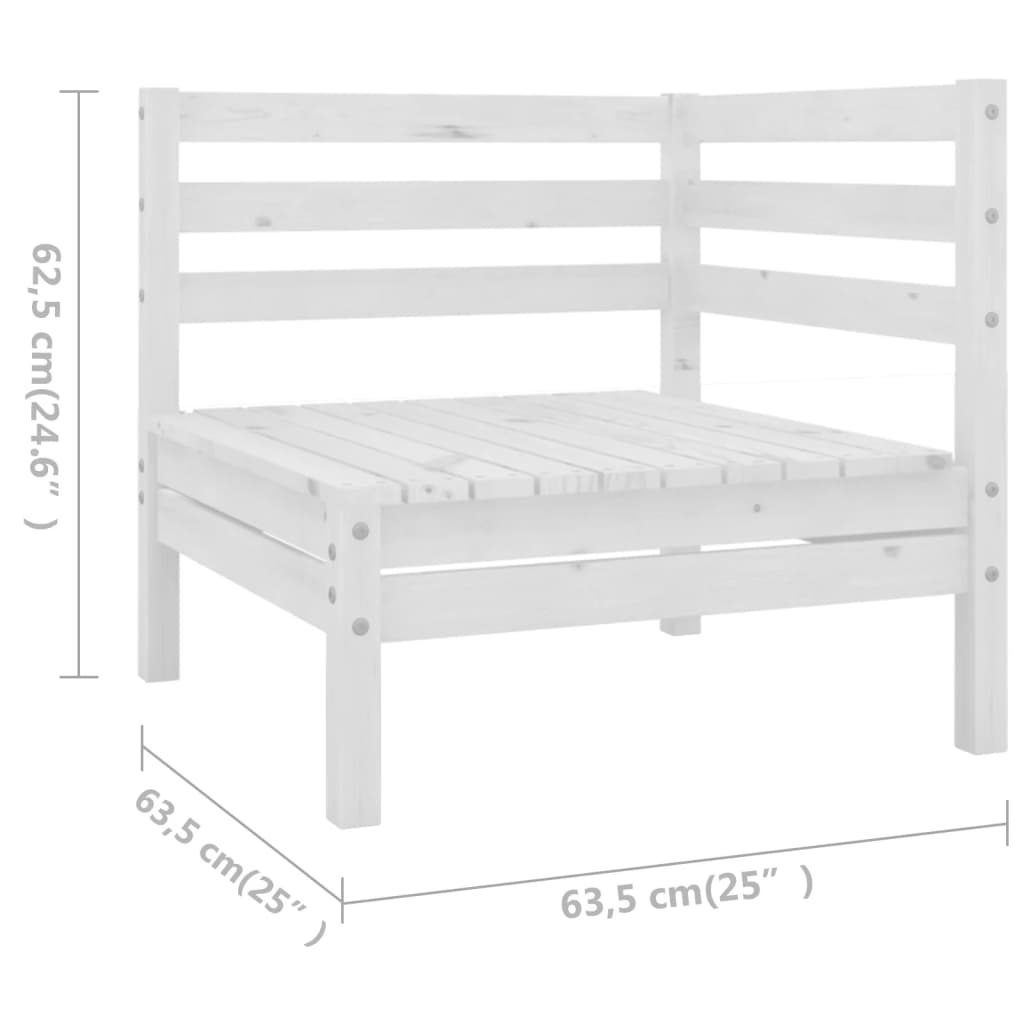 Set mobilier de grădină, 4 piese, alb, lemn masiv de pin - Lando