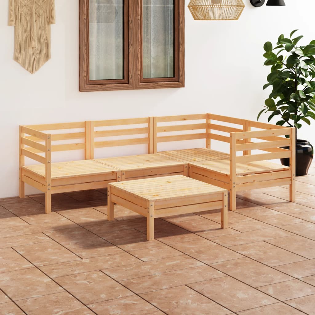 Set mobilier de grădină, 5 piese, lemn masiv de pin - Lando