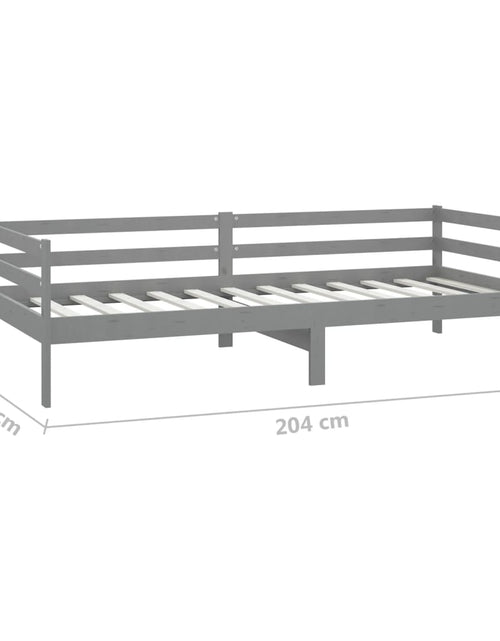 Загрузите изображение в средство просмотра галереи, Pat de zi cu saltea, gri, 90x200 cm, lemn masiv de pin - Lando
