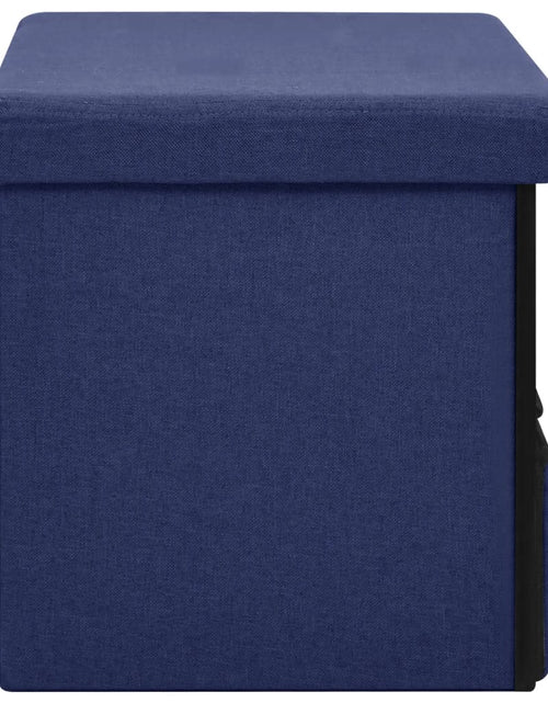 Încărcați imaginea în vizualizatorul Galerie, Bancă depozitare pliabilă, albastru, 76x38x38 cm imitație pânză - Lando
