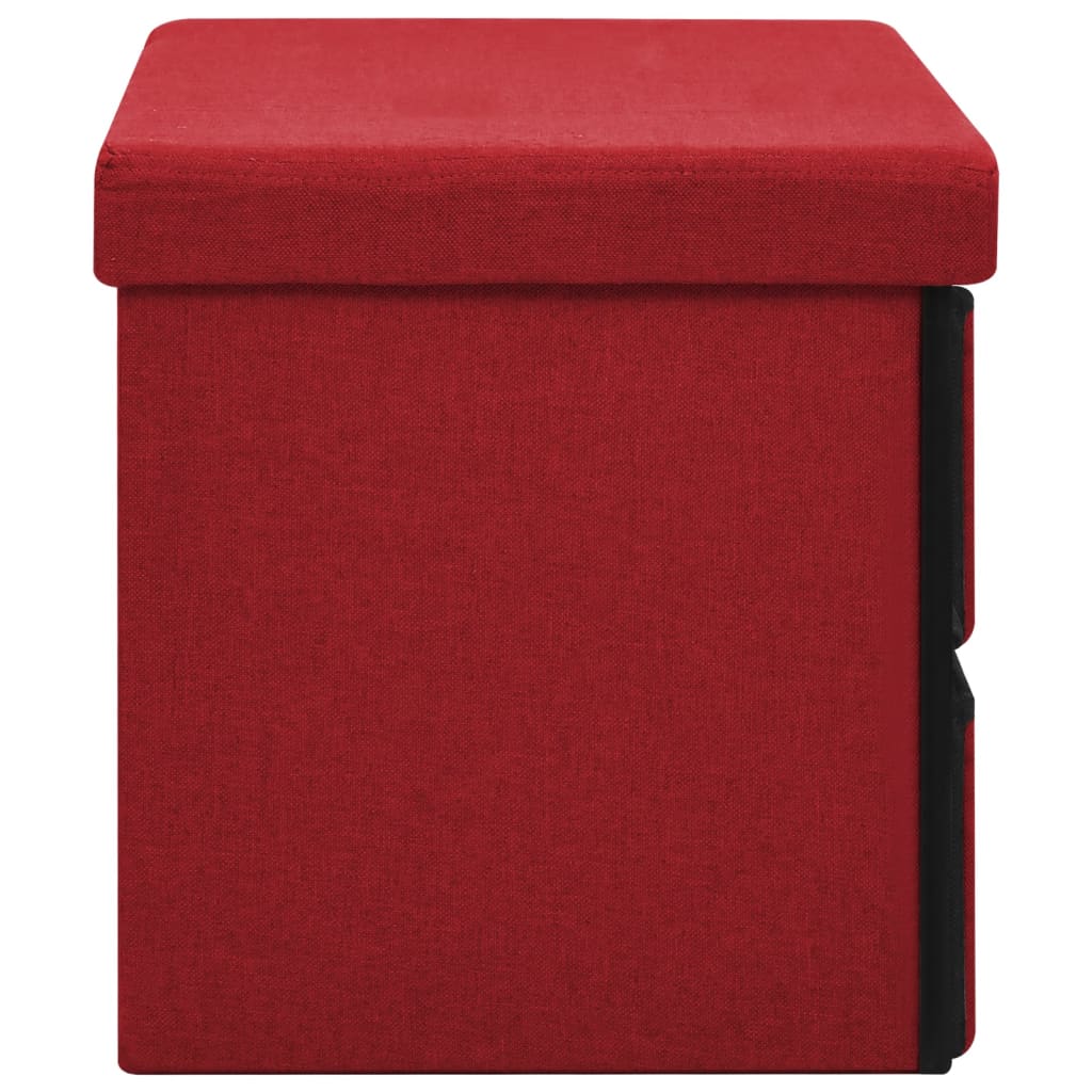 Bancă depozitare pliabilă, roşu vin, 76x38x38 cm imitație pânză - Lando