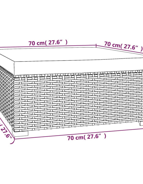 Încărcați imaginea în vizualizatorul Galerie, Taburet de grădină cu pernă, maro, 70x70x30 cm, poliratan - Lando
