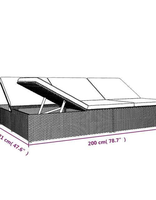 Încărcați imaginea în vizualizatorul Galerie, Șezlong/canapea rabatabilă cu perne, maro, poliratan - Lando
