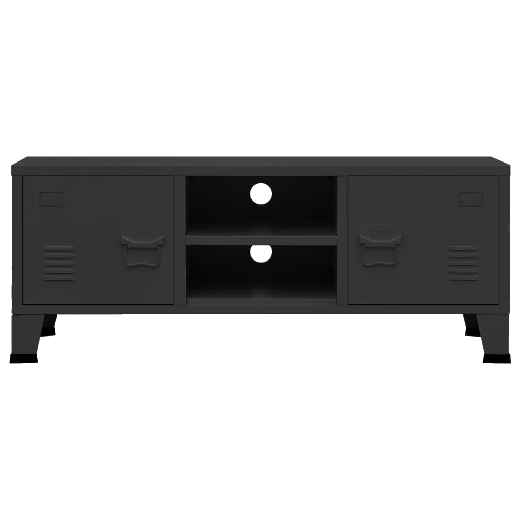 Dulap TV industrial, negru, 105x35x42 cm, metal Lando - Lando