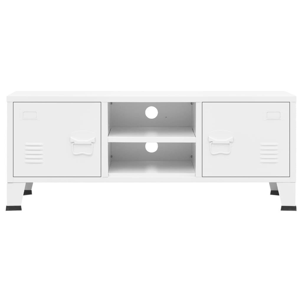 Dulap TV industrial, alb, 105x35x42 cm, metal Lando - Lando
