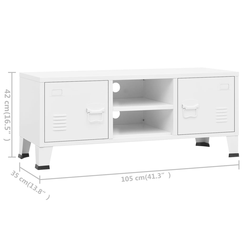 Dulap TV industrial, alb, 105x35x42 cm, metal Lando - Lando