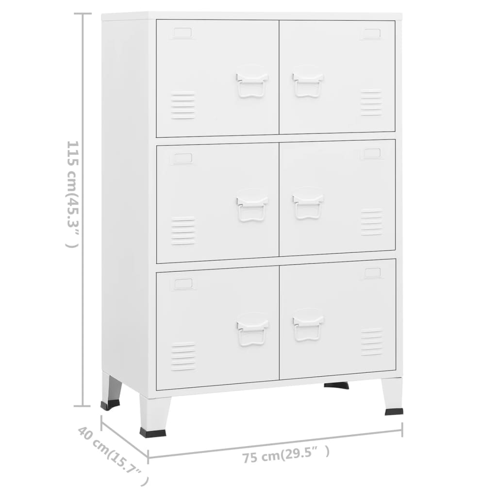 Dulap industrial de depozitare, alb, 75x40x115 cm, metal - Lando