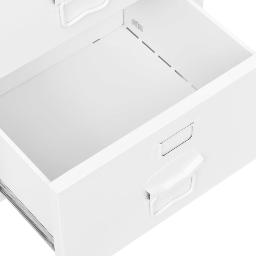 Birou cu sertare, alb, 105x52x75 cm, oțel, industrial - Lando