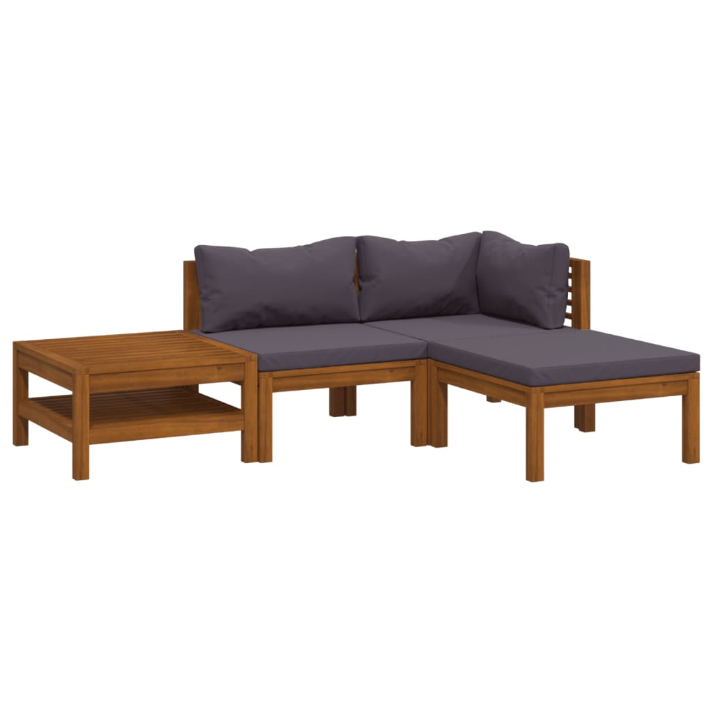 Set mobilier de grădină cu perne, 4 piese, lemn masiv de acacia - Lando