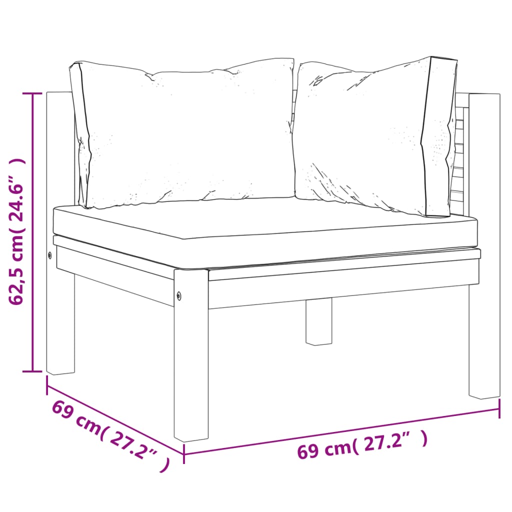 Set mobilier de grădină cu perne, 4 piese, lemn masiv de acacia - Lando