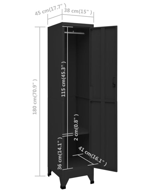 Încărcați imaginea în vizualizatorul Galerie, Fișet, negru, 38x45x180 cm, oțel - Lando
