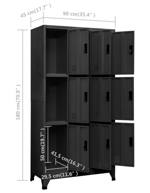 Загрузите изображение в средство просмотра галереи, Fișet, antracit, 90x45x180 cm, oțel - Lando
