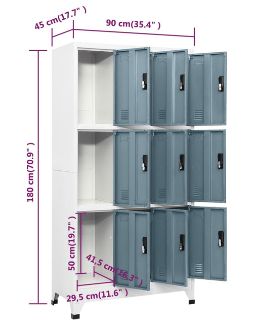 Загрузите изображение в средство просмотра галереи, Dulap tip vestiar, gri deschis și gri închis, 90x45x180cm, oțel - Lando
