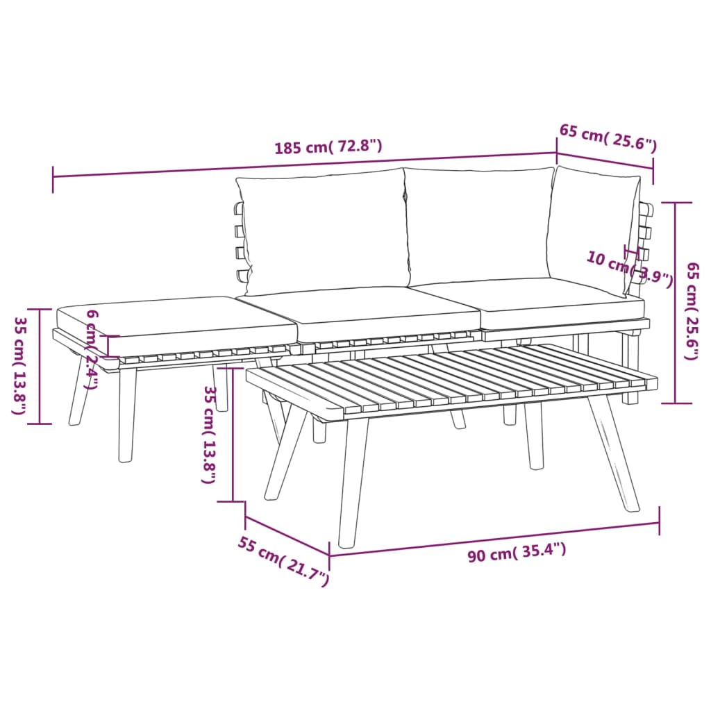 Set mobilier de grădină cu perne, 4 piese, lemn masiv de acacia - Lando