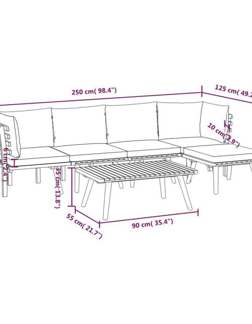 Загрузите изображение в средство просмотра галереи, Set mobilier de grădină cu perne, 6 piese, lemn masiv acacia - Lando

