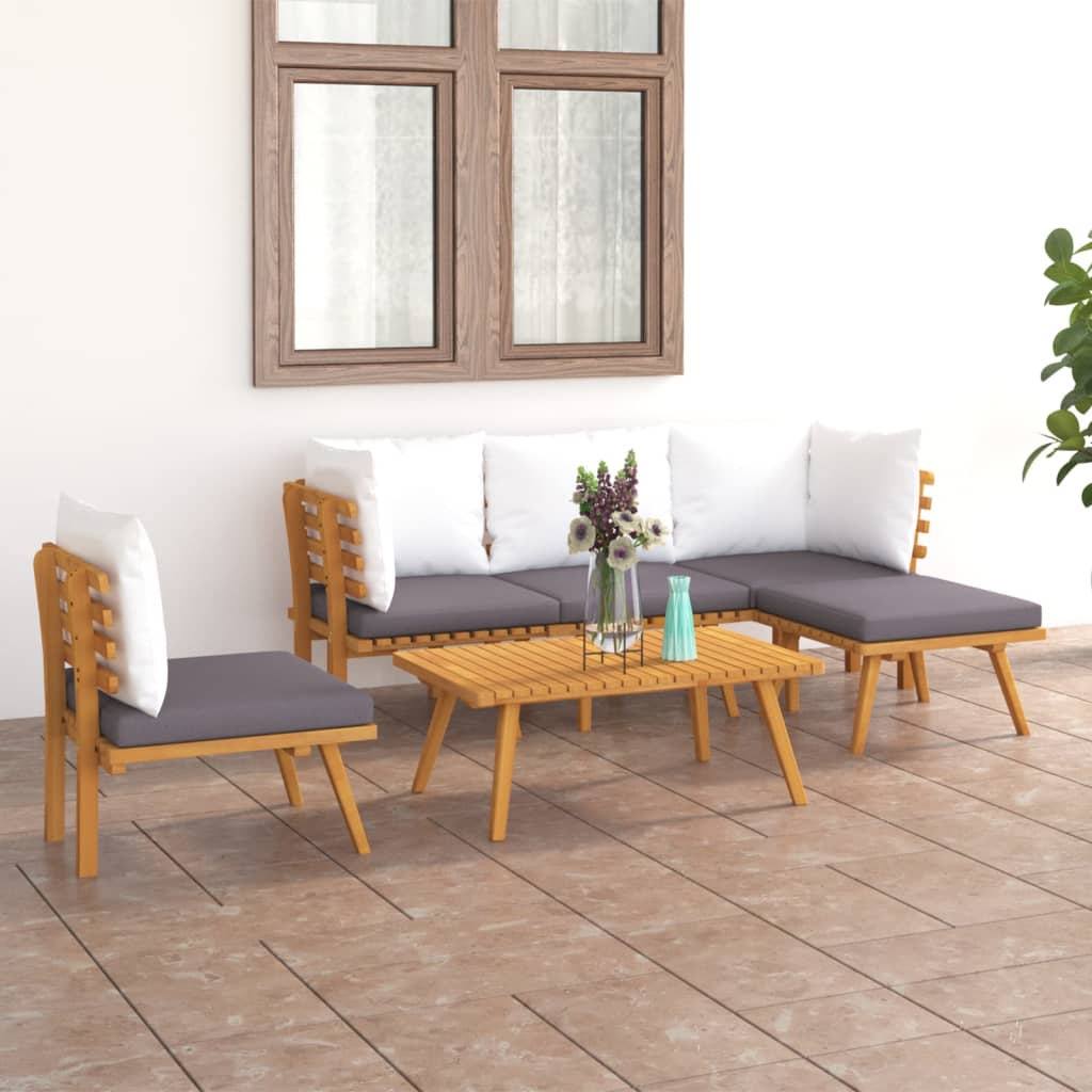 Set mobilier de grădină cu perne, 6 piese, lemn masiv acacia - Lando