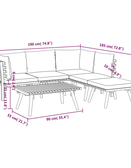 Încărcați imaginea în vizualizatorul Galerie, Set mobilier de grădină cu perne, 6 piese, lemn masiv acacia - Lando
