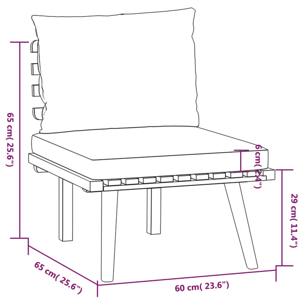 Set mobilier de grădină cu perne, 6 piese, lemn masiv acacia - Lando