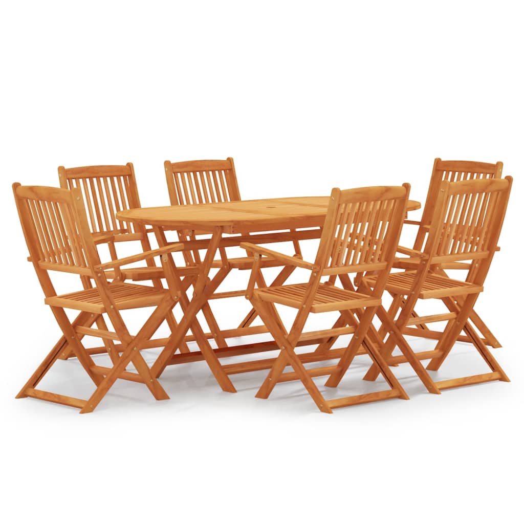 Set mobilier de exterior pliabil, 7 piese, lemn masiv eucalipt - Lando