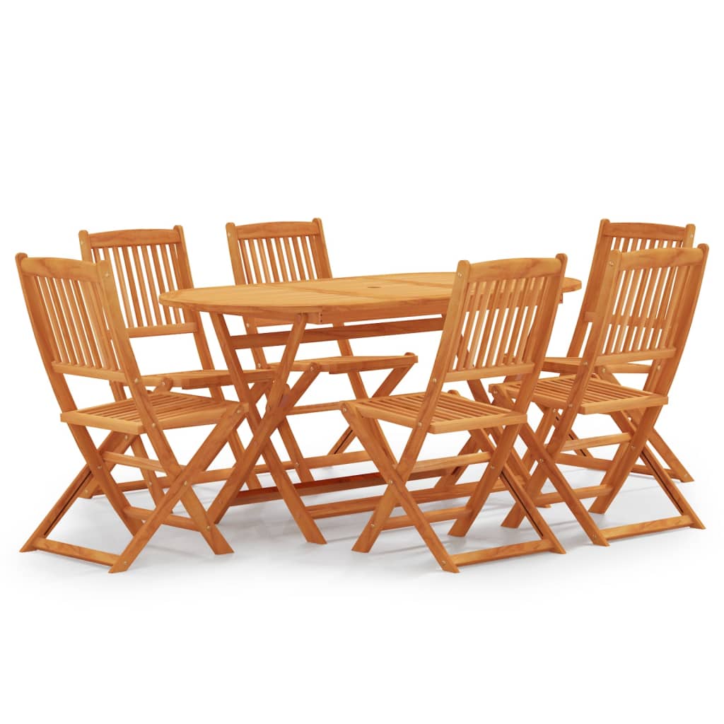 Set mobilier de exterior pliabil, 7 piese, lemn masiv eucalipt - Lando