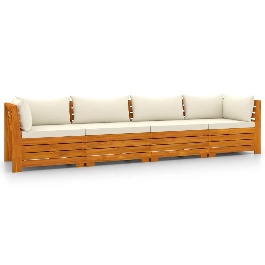 Canapea de grădină cu 4 locuri, cu perne, lemn masiv de acacia - Lando