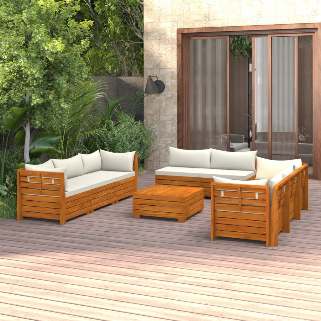 Set mobilier grădină cu perne, 9 piese, lemn masiv de acacia - Lando