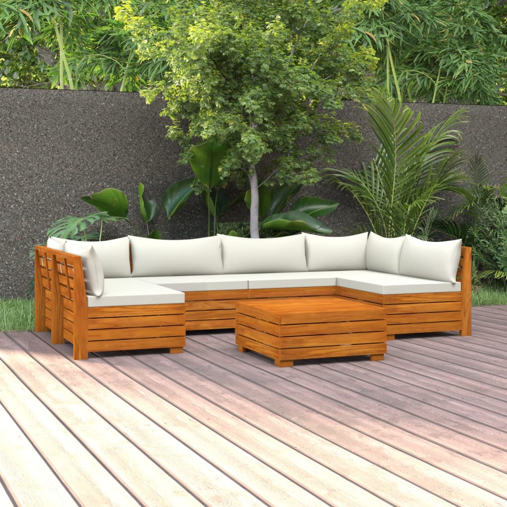 Set mobilier grădină cu perne, 7 piese, lemn masiv de acacia - Lando