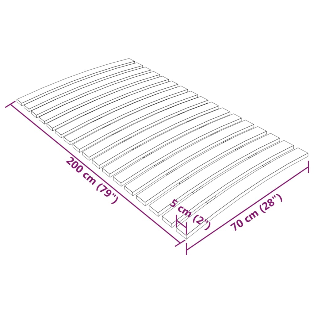Bază de pat cu șipci, 17 șipci, 70x200 cm - Lando