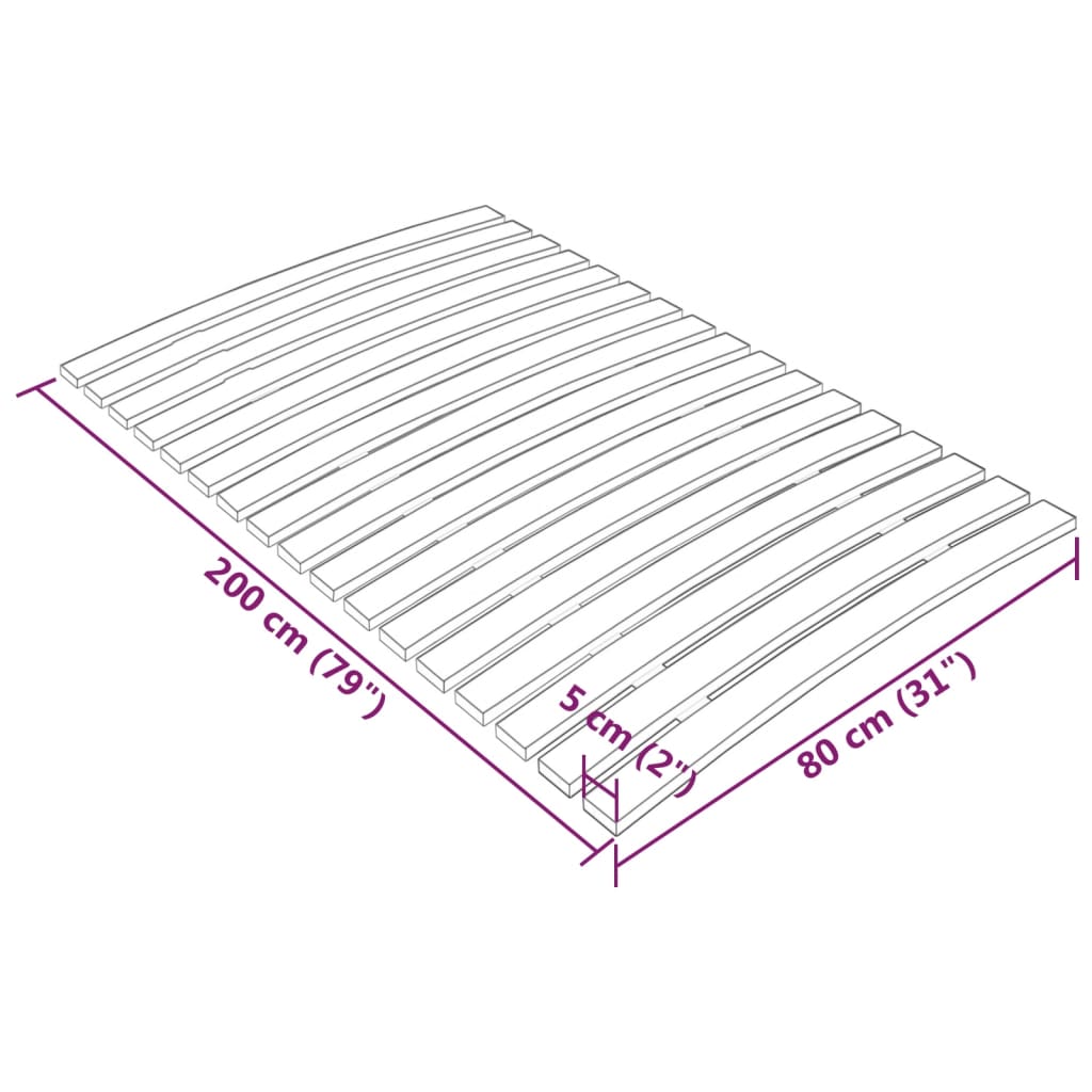 Bază de pat cu șipci, 17 șipci, 80x200 cm - Lando