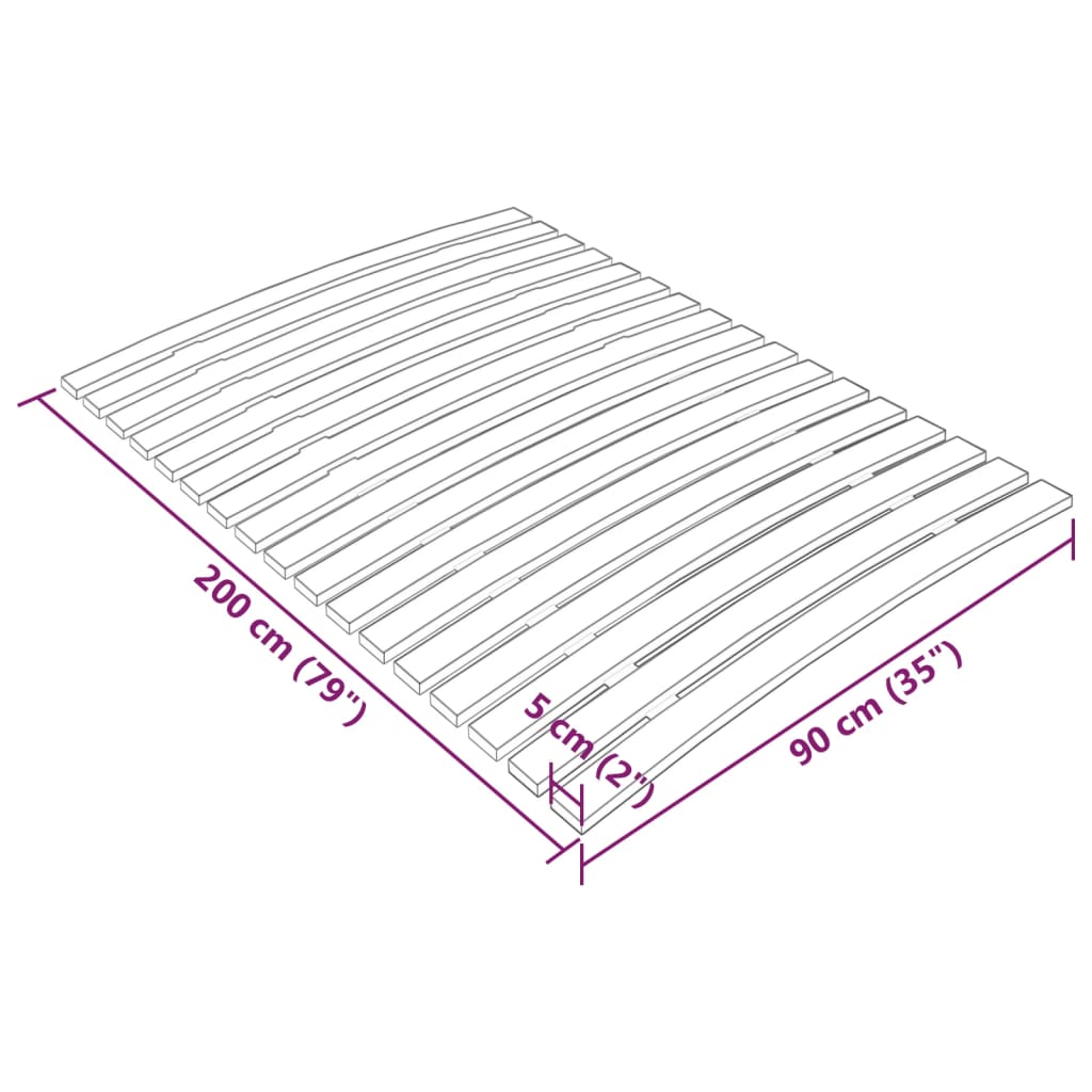 Bază de pat cu șipci, 17 șipci, 90x200 cm - Lando