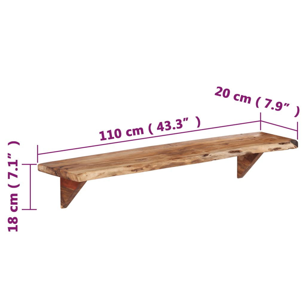 Rafturi de perete, 2 buc., 110x20x18 cm, lemn masiv de acacia Lando - Lando