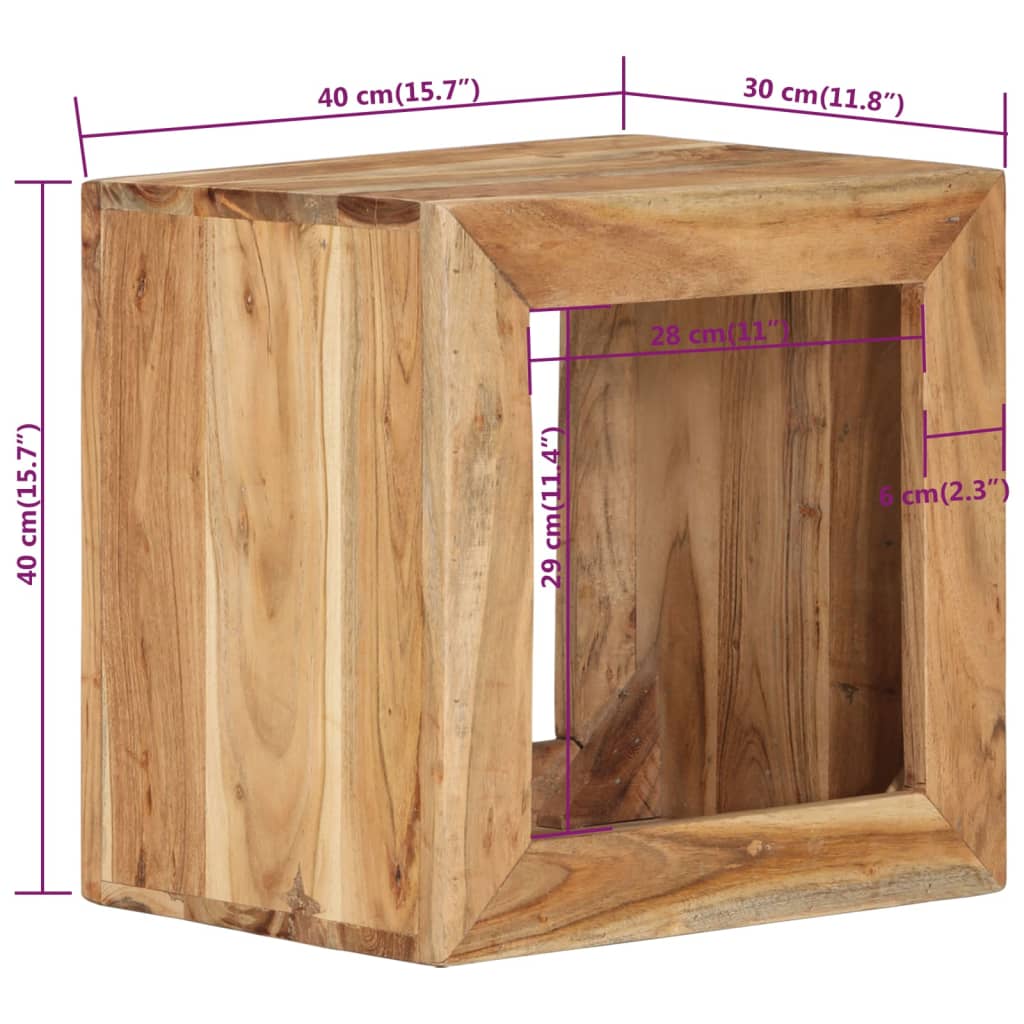 Taburet, 40x30x40 cm, lemn masiv de acacia - Lando