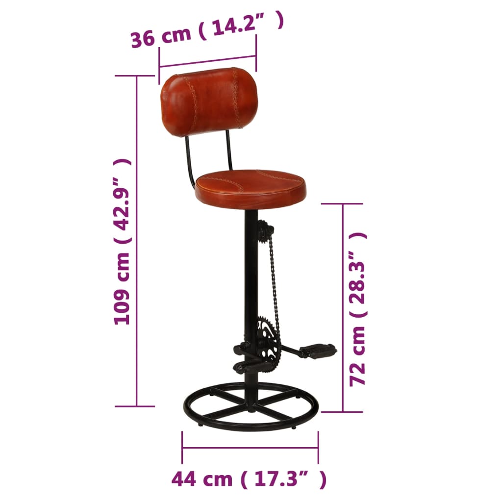 Scaune de bar, 2 buc., negru și maro, piele naturală de capră - Lando