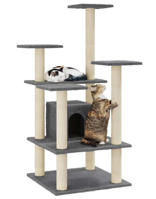 Загрузите изображение в средство просмотра галереи, Ansamblu pisici cu stâlpi din funie de sisal, gri închis 110 cm Lando - Lando
