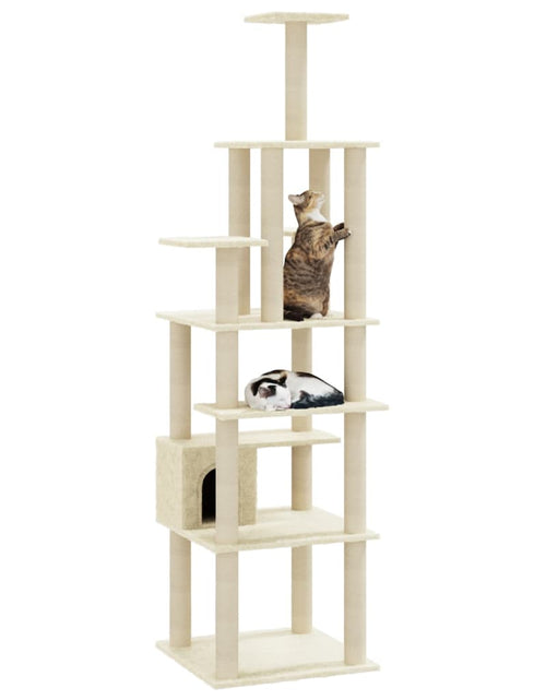 Загрузите изображение в средство просмотра галереи, Ansamblu pisici cu stâlpi din funie de sisal, crem, 183 cm Lando - Lando
