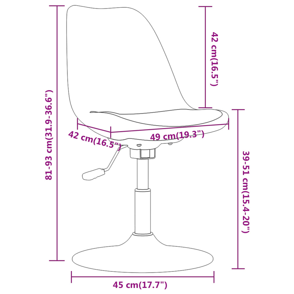 Scaune de bucătărie pivotante, 6 buc., gri închis, textil