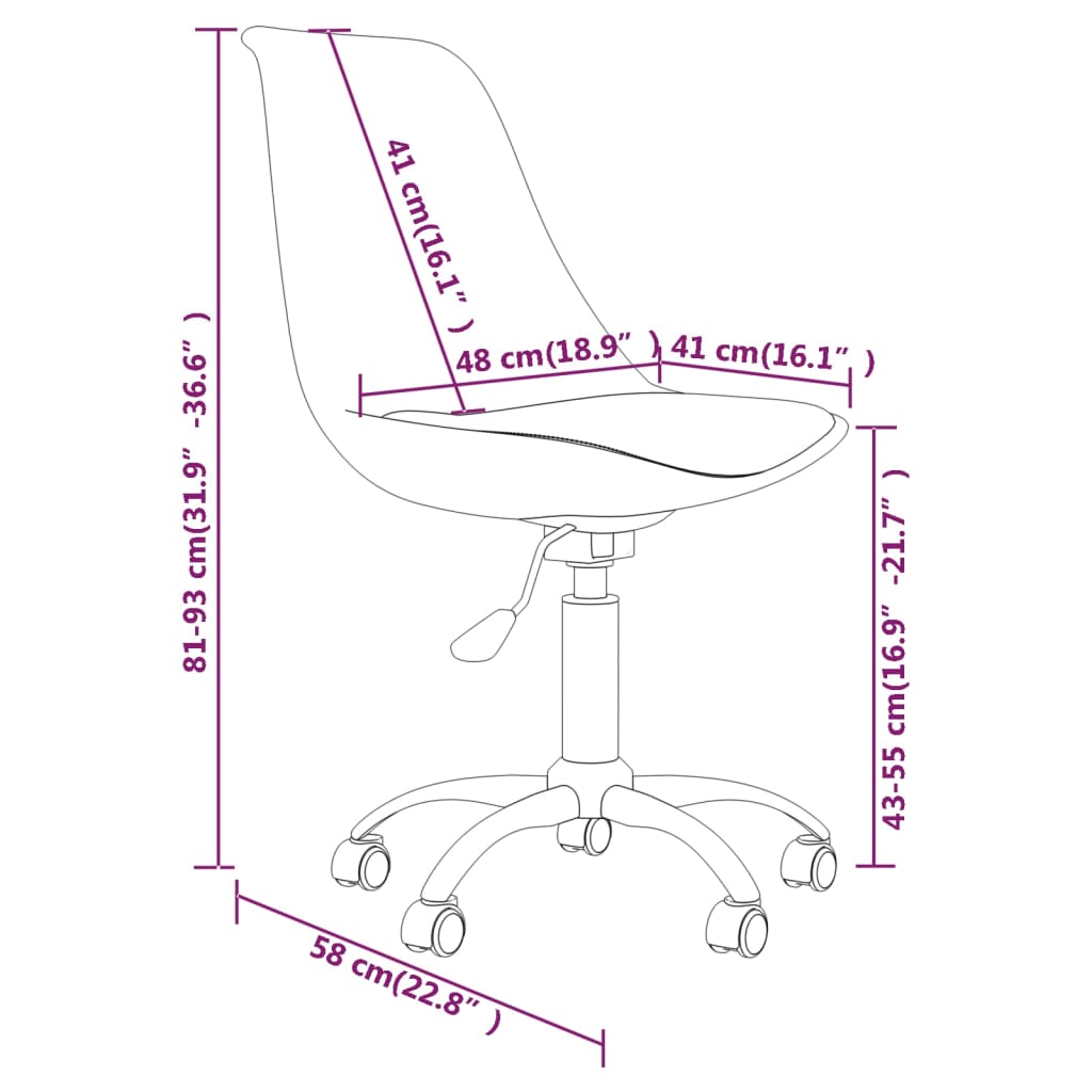 Scaune de bucătărie pivotante, 4 buc., violet, textil - Lando