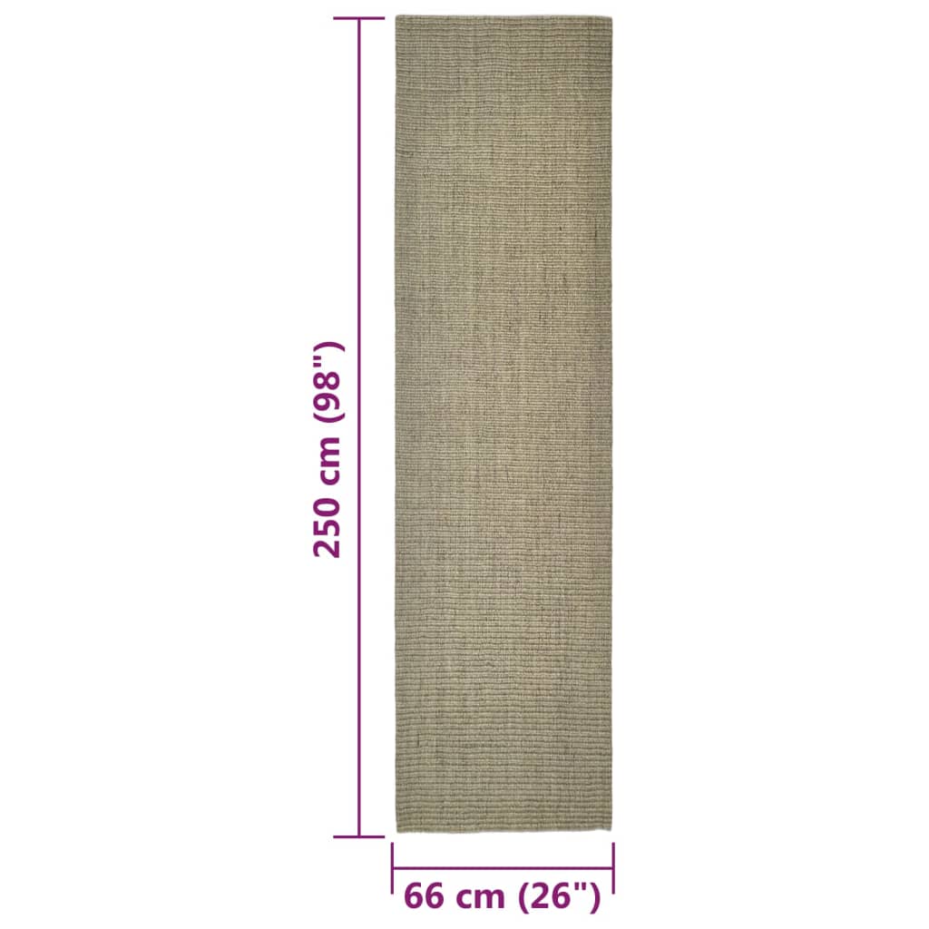 Covor, gri taupe, 66x250 cm, sisal natural Lando - Lando