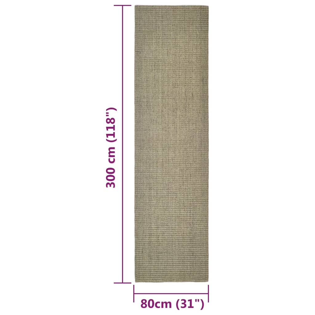 Covor, gri taupe, 80x300 cm, sisal natural Lando - Lando